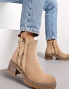 vices Botine clasice bej cu toc și fermoar decorativ Vanim