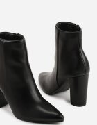 vices Botine Clasice Negre cu toc gros cu vârf ascuțit Tavitta