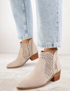vices Botine cowboy bej deschis pe toc bloc cu carâmb ajurat Selahra