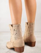 vices Botine Cowboy Bej închis pe Toc gros Decorate cu Broderie Nelithen