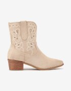 vices Botine Cowboy Bej închis pe Toc gros Decorate cu Broderie Nelithen