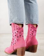 vices Botine cowboy Fucsia cu toc cu motiv geometric Sarori