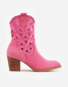 vices Botine cowboy Fucsia cu toc cu motiv geometric Sarori