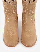 vices Botine Cowboy perforate bej închis cu toc conic decorate cu nituri Sennatea