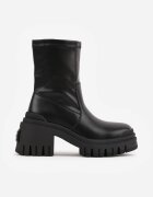 vices Botine cu toc gros și platformă în stil grunge cu imprimeu Piemena Negre