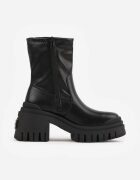 vices Botine cu toc gros și platformă în stil grunge cu imprimeu Piemena Negre