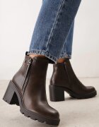 vices Botine cu toc gros și talpă profilată decorate cu fermoar pe carâmb Lomira Maro