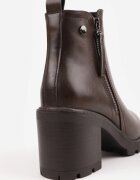 vices Botine cu toc gros și talpă profilată decorate cu fermoar pe carâmb Lomira Maro