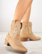 vices Botine de cowboy Maro cu toc gros Decorate cu broderie Nelithen