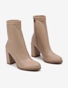 vices Botine Elegante bej închis cu toc bloc cu cusături decorative Izathara