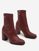 vices Botine Elegante Bordo cu Toc Gros cu Cusături Decorative Izathara