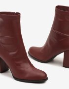 vices Botine Elegante Bordo cu Toc Gros cu Cusături Decorative Izathara