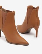 vices Botine Elegante Maro cu Toc cu Vârf Ascuțit și Inserții Elastice Domenia