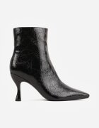 vices Botine Elegante Negre pe toc pisicuță Decorate în relief Brottalie