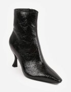 vices Botine Elegante Negre pe toc pisicuță Decorate în relief Brottalie