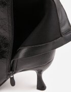 vices Botine Elegante Negre pe toc pisicuță Decorate în relief Brottalie