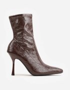 vices Botine la gleznă Embosate Maro cu toc cui în stil elegant Tadvire