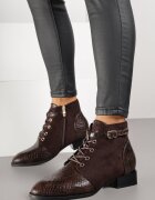 vices Botine Maro cu inserții aspect piele de șarpe și cataramă Gelrina