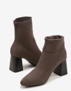 vices Botine Maro cu Toc Gros cu Parte Superioară Tip Șosetă Adanelle