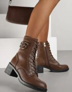 vices Botine maro design tip bocanc cu toc gros decorate cu aplicație Nuvitte