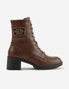 vices Botine maro design tip bocanc cu toc gros decorate cu aplicație Nuvitte