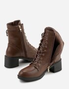 vices Botine maro design tip bocanc cu toc gros decorate cu aplicație Nuvitte