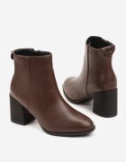 vices Botine Maro Elegante cu Toc Gros cu Detaliu Rotund la Carâmb Widvire