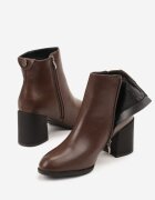 vices Botine Maro Elegante cu Toc Gros cu Detaliu Rotund la Carâmb Widvire