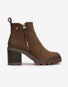 vices Botine Maro închis cu toc gros Boho cu fermoar Kodra