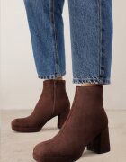 vices Botine Maro până la gleznă din imitație de piele întoarsă cu toc gros Vedvira