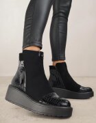 vices Botine Negre cu platformă cu model în relief Faleressa