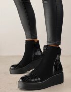 vices Botine Negre cu platformă cu model în relief Faleressa
