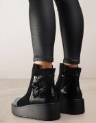vices Botine Negre cu platformă cu model în relief Faleressa