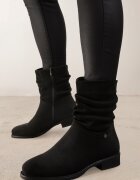 vices Botine negre cu Talpă Plată decorate cu carâmbul încrețit Lerisana