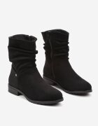 vices Botine negre cu Talpă Plată decorate cu carâmbul încrețit Lerisana