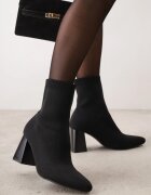 vices Botine Negre cu toc gros cu carâmb tip șosetă Adanelle