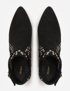 vices Botine Negre cu toc gros stil cowboy cu aplicații metalice și decupaje Virori