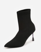 vices Botine Negre cu toc stiletto cu bijuterii cu tijă tip șosetă și vârf ascuțit Tififre