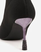 vices Botine Negre cu toc stiletto cu bijuterii cu tijă tip șosetă și vârf ascuțit Tififre