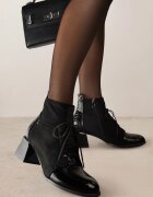 vices Botine Negre de tip Ghete pe Toc Gros decorate cu Elemente Lăcuite Adenella
