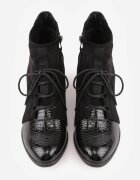 vices Botine Negre de tip Ghete pe Toc Gros decorate cu Elemente Lăcuite Adenella