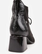 vices Botine Negre de tip Ghete pe Toc Gros decorate cu Elemente Lăcuite Adenella