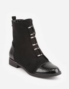 vices Botine Negre decorate cu elemente lăcuite în relief tip crocodil Olema