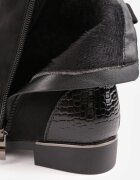 vices Botine Negre decorate cu elemente lăcuite în relief tip crocodil Olema