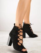 vices Botine Negre Decupate cu toc gros Nimisa
