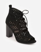 vices Botine Negre Decupate cu toc gros Nimisa