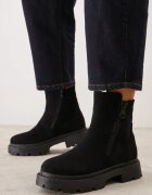 vices Botine Negre din Ecosuede cu platformă cu fermoar decorativ lateral Tarienne