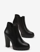 vices Botine Negre din piele ecologică pe platformă joasă și toc gros Firmina