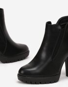 vices Botine Negre din piele ecologică pe platformă joasă și toc gros Firmina