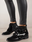 vices Botine Negre Elegante cu carâmb șiretuit Vlerrie